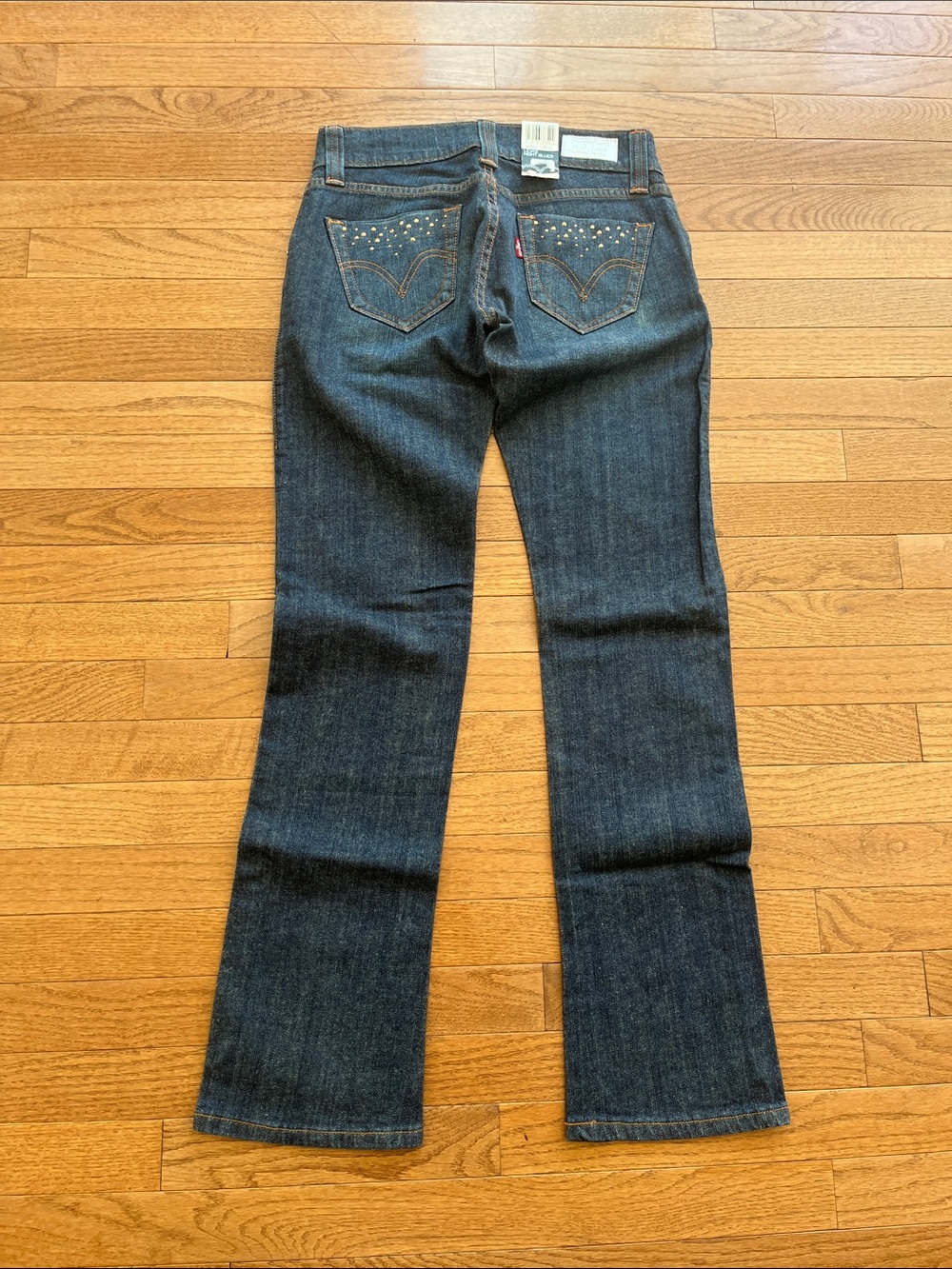Women's Dark Wash Studded Back-Pocket Jeans